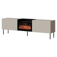 TV-LOWBOARD Kanton mit Kamin - Kaschmir/Schwarz, Holzwerkstoff/Metall (200/61/41cm) - MIRJAN24