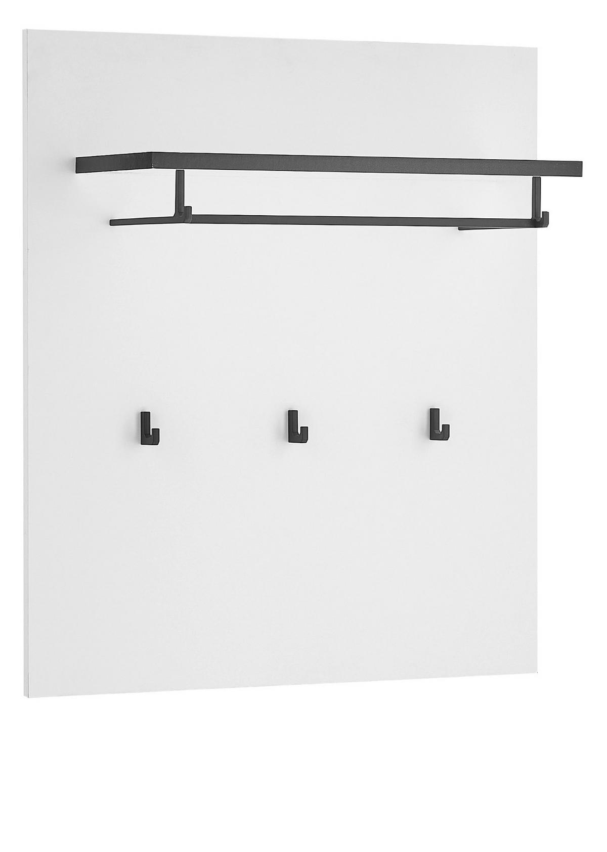 GARDEROBENPANEEL weiß 79 cm, Wandgarderobe mit Kleiderstange - Weiß Hochglanz, Holzwerkstoff/Metall (79/89/25cm) - Furn.Design