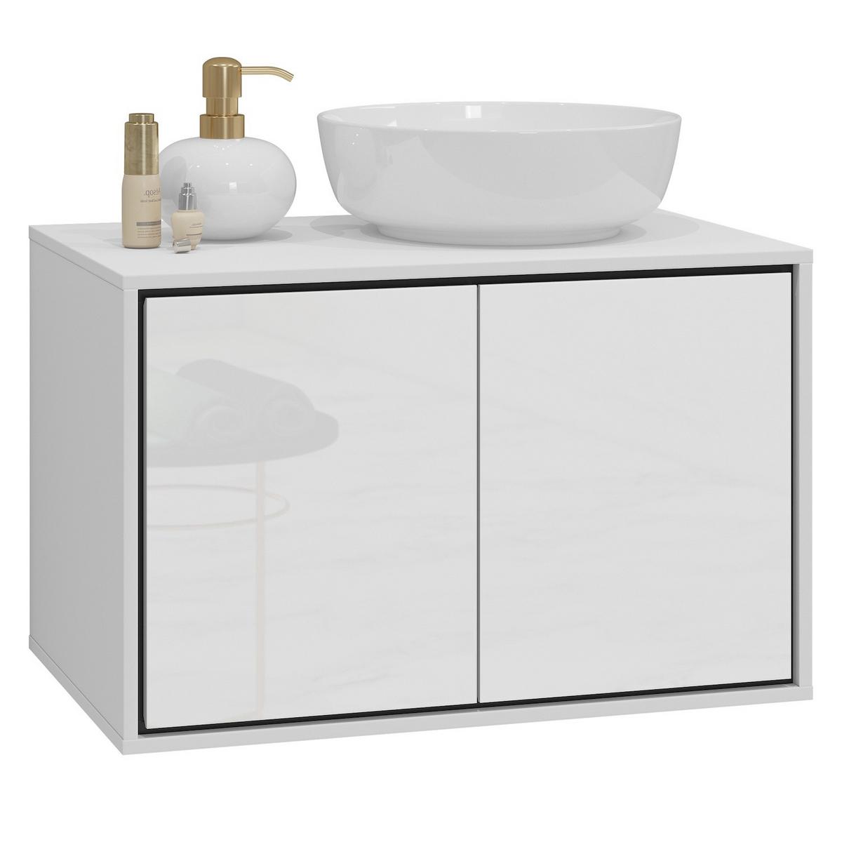 WASCHBECKENUNTERSCHRANK Capri 2 Schubladen Weiß Hochglanz - 78 x 48 x 51 cm - Weiß, Holz (78/51/48cm) - Badplaats