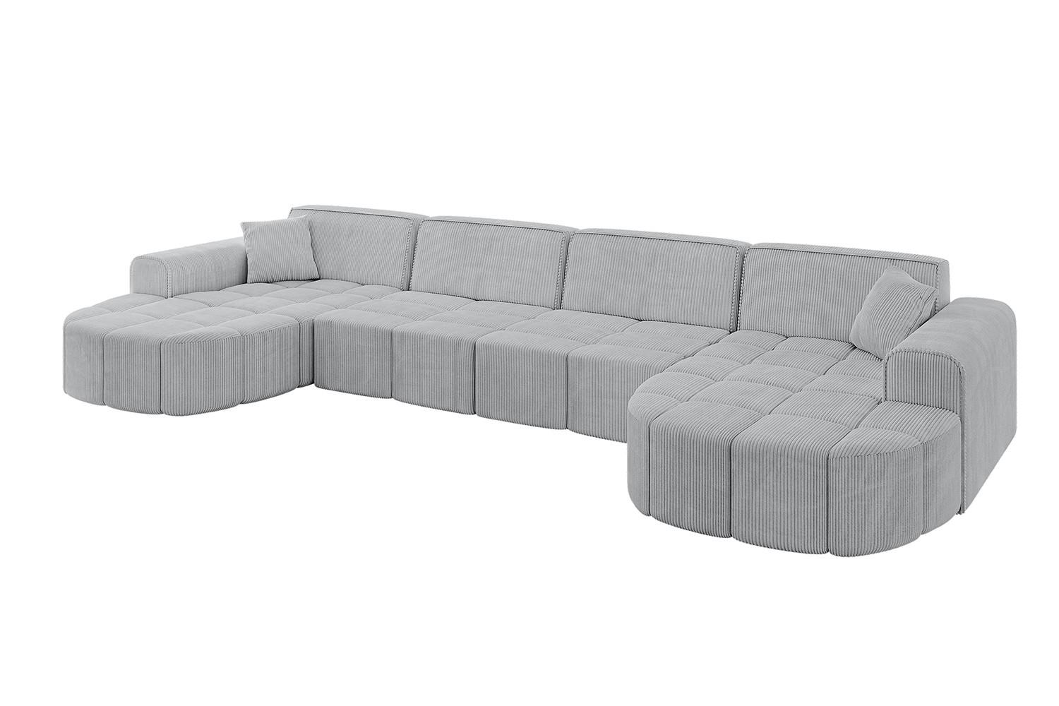 WOHNLANDSCHAFT LIVO-U2 - 400x173x79,5 cm Grau - Grau, Holzwerkstoff/Textil (400/79/173cm) - ALTDECOR