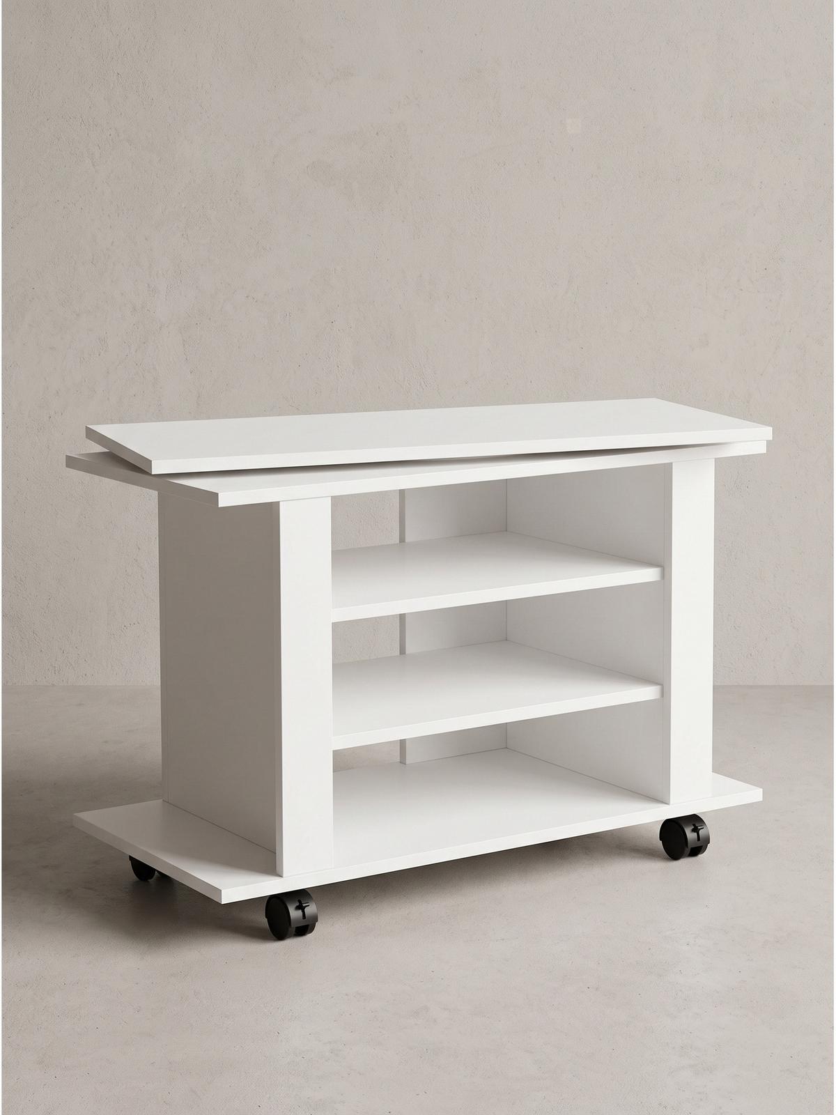 FERNSEHTISCH SEGRE, Spanplatte, mit Ablagen, Weiß, 78 x 38 x 51 cm - Weiß, Holzwerkstoff (78/51/38cm) - KADIMA DESIGN