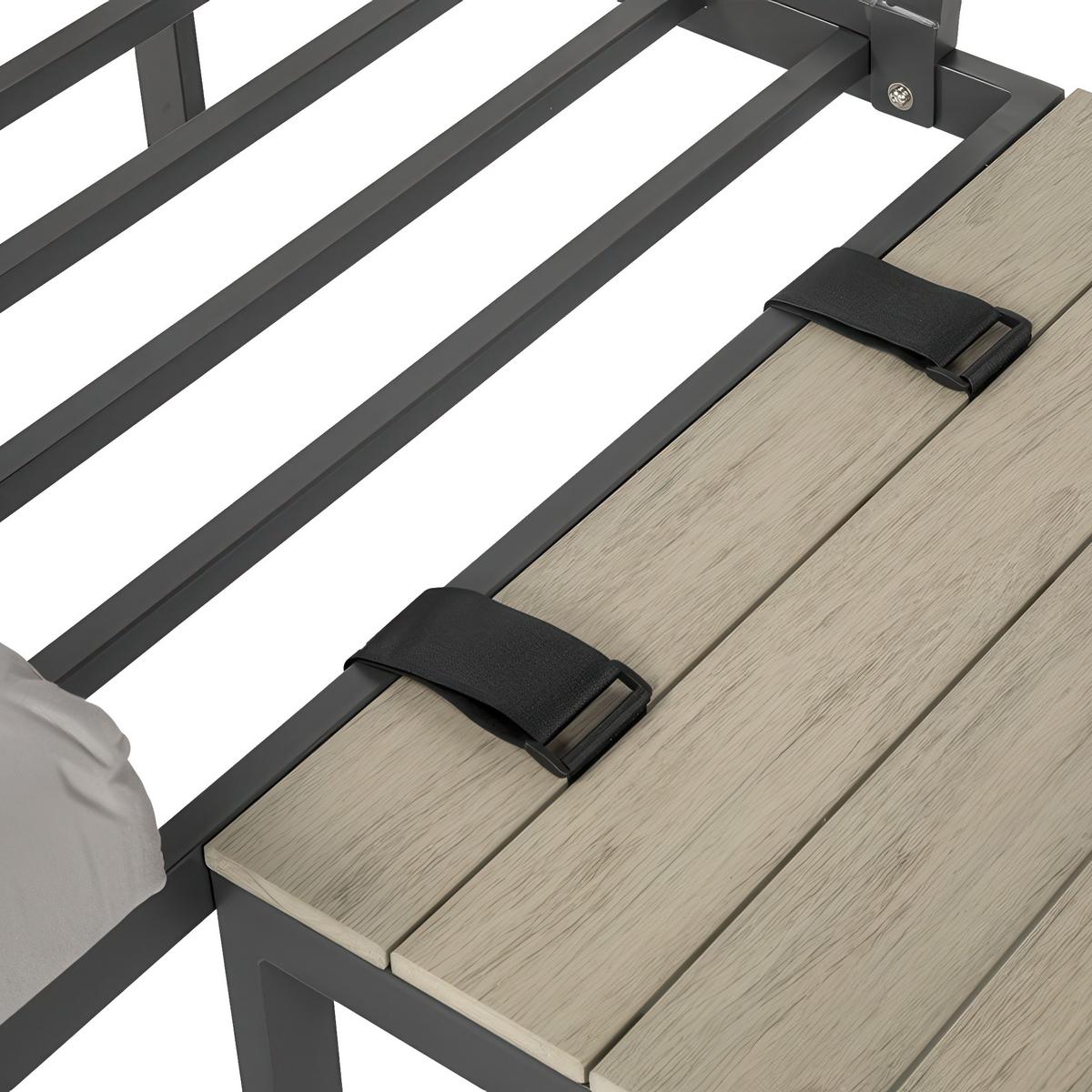 GARTENSET Santorini modulares Ecksofa mit Couchtisch, verzinkter Stahl, für 2 Personen - Hellgrau, Metall - Beautysofa