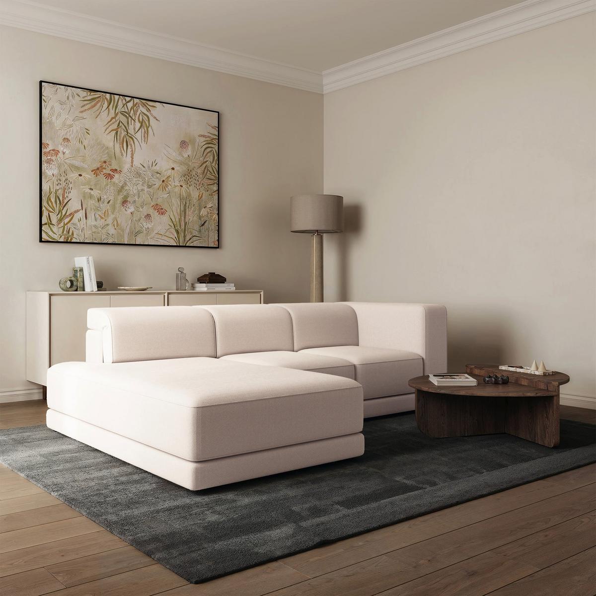 ECKSOFA Novals L-Form, 4-Sitzer, links 278 cm - Creme/Schwarz, Holz/Kunststoff (278/168cm) - Selsey