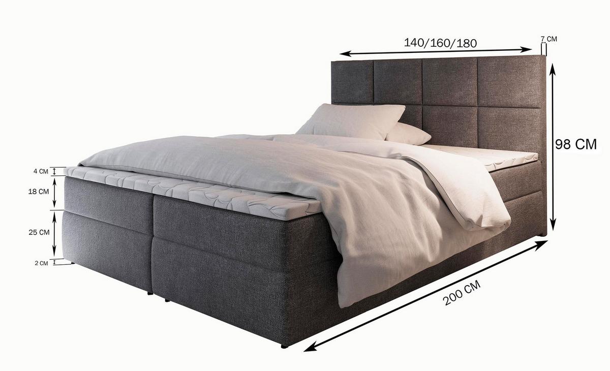 BOXBETT LENA 160x200 cm mit Matratze und Topper - Blau - Hellblau, Holz (160/200cm) - MASSENO