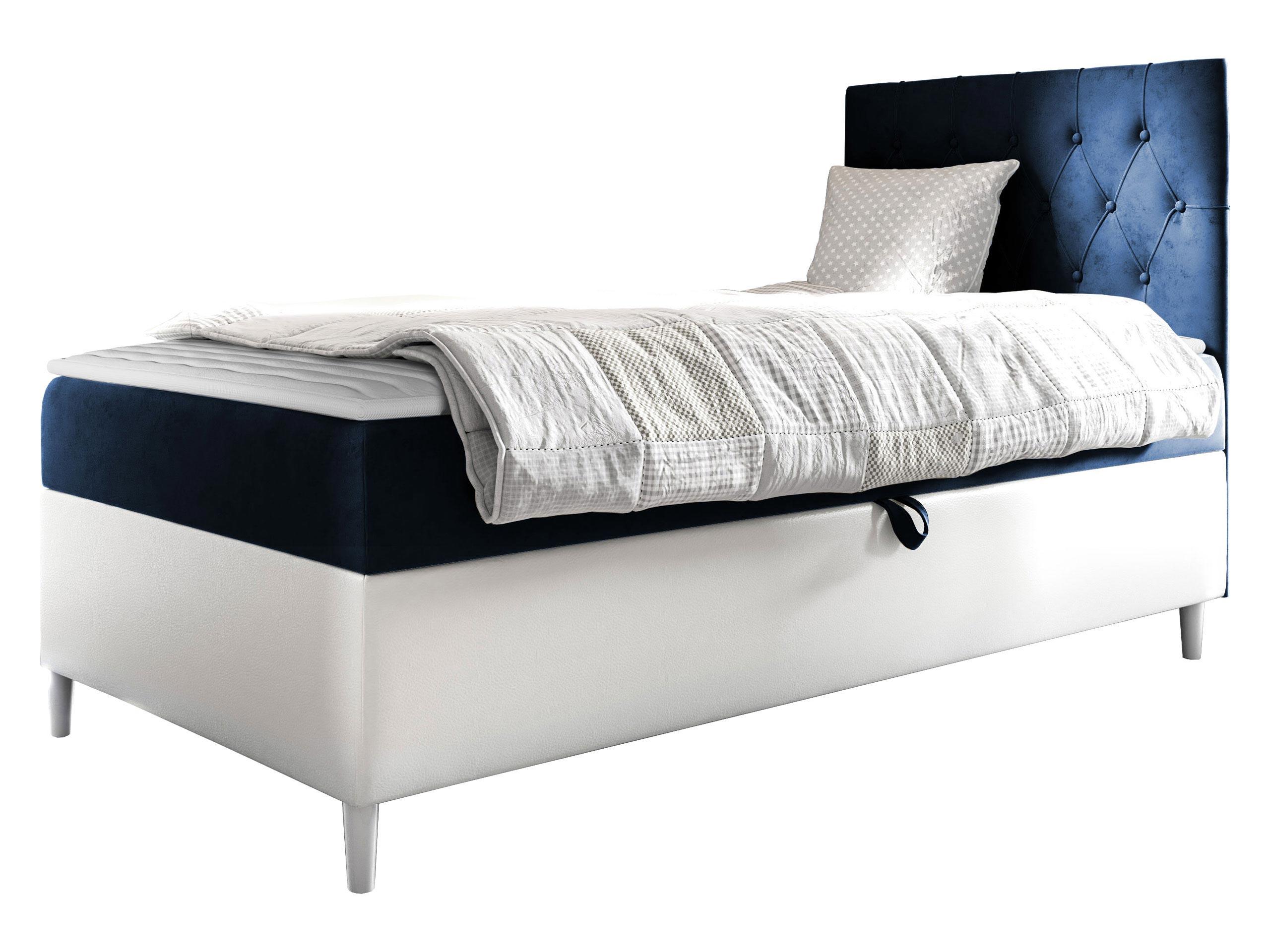 BOXBETT Filip Junior 1, Seite zum Öffnen des Bettkastens: Rechts - H3 - Blau/Weiß, Holz (90/200cm) - MIRJAN24