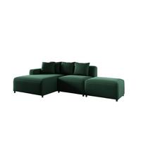 ECKSOFA Megan Xs In Stoff Salvador - Dunkelgrün, Holzwerkstoff/Textil (304/165cm) - Fun Möbel