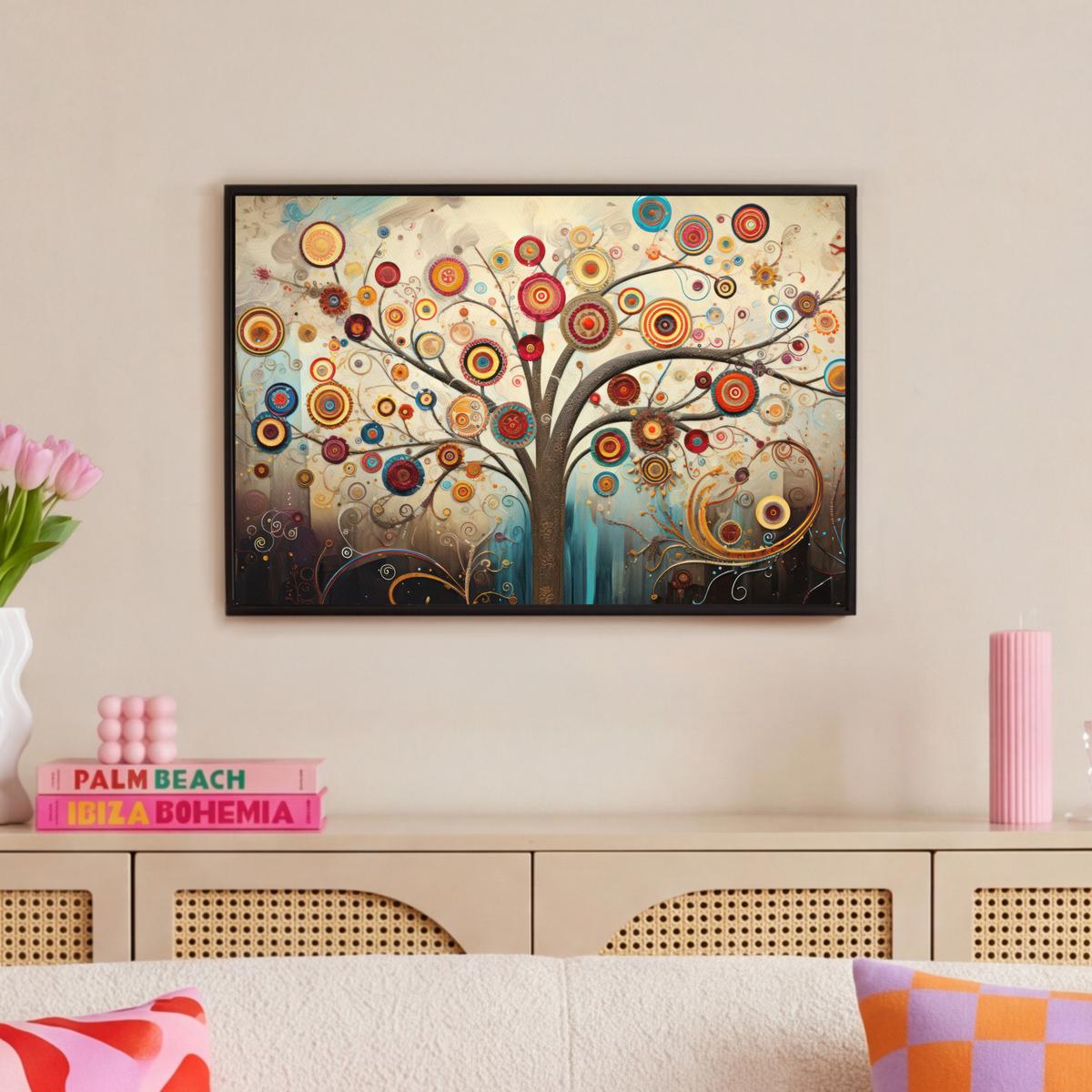 LEINWAND Bilder mit Rahmen - Baum - Baum des Lebens - Farbe - 60x40 - Braun, Textil (60/40cm) - MuchoWow