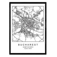 POSTER Bukarest Stadtkarte – Nordisch A3 Rahmenlos - Klar, Papier (29.7/5/42cm) - Nacnic