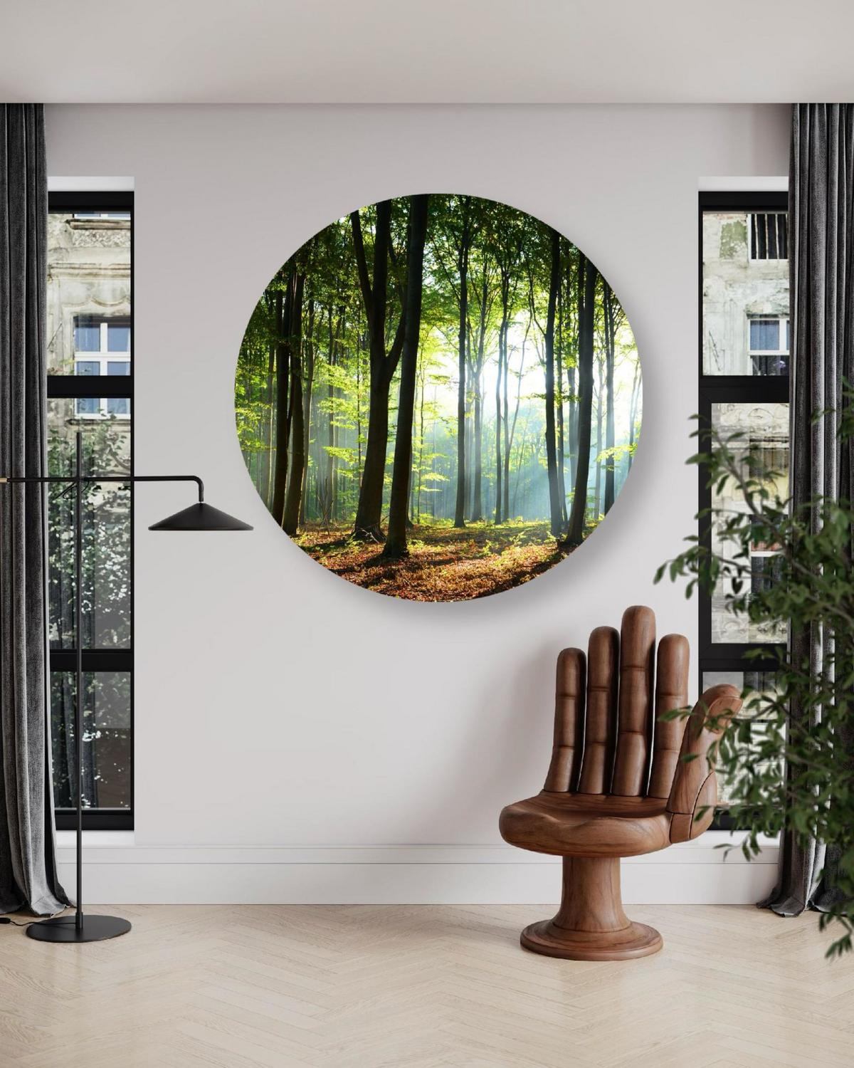 RUNDES BILD Grün 40/40 cm - Braun/Grün, Textil (40/40cm) - KUNSTLOFT