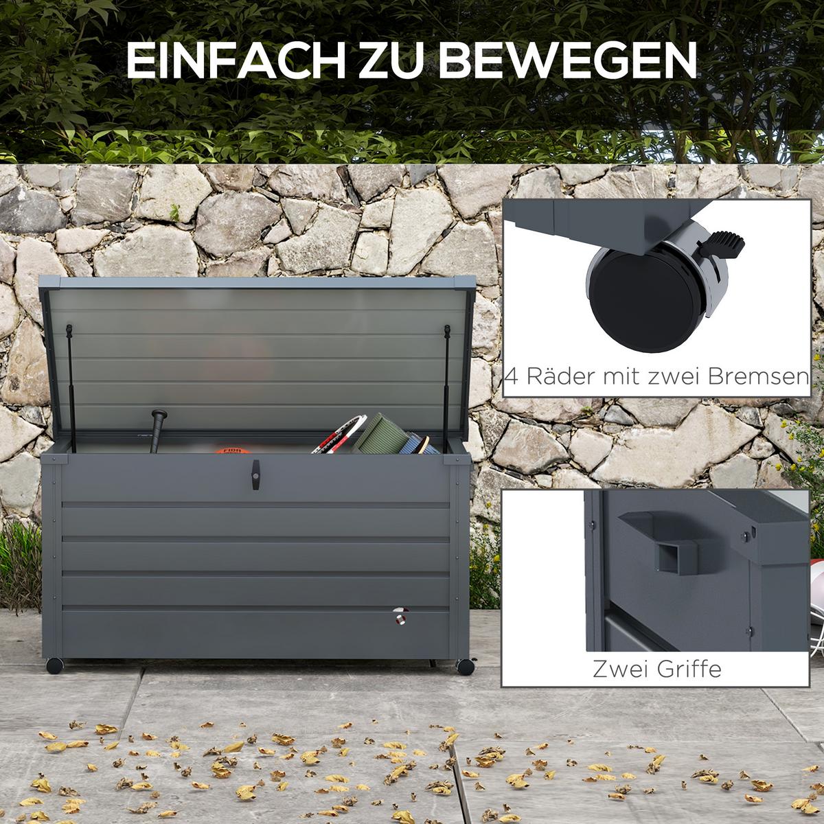 GARTENBOX Verzinkter Stahl Dunkelgrau - Dunkelgrau, Metall (62/66/120cm) - Outsunny
