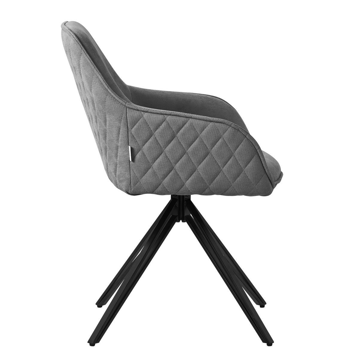 ESSZIMMERSTUHL 4er Set drehbar Grau Webstoff - Schwarz/Grau, Textil/Metall (61/84.5/57cm) - ML-DESIGN
