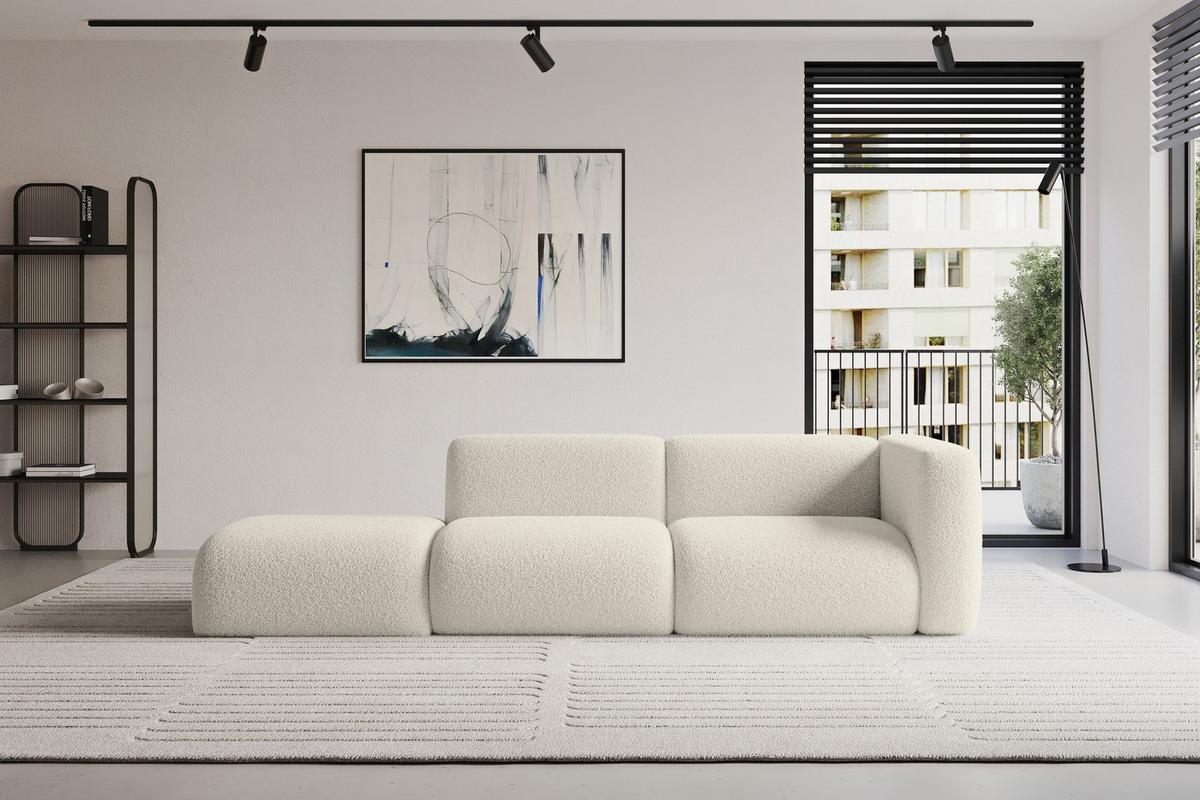 SOFA Ottomane Rechts MIRA-S3 296x89x70 Beige Bouclé - Kaschmir/Beige, Holzwerkstoff/Kunststoff (296/70/89cm) - ALTDECOR