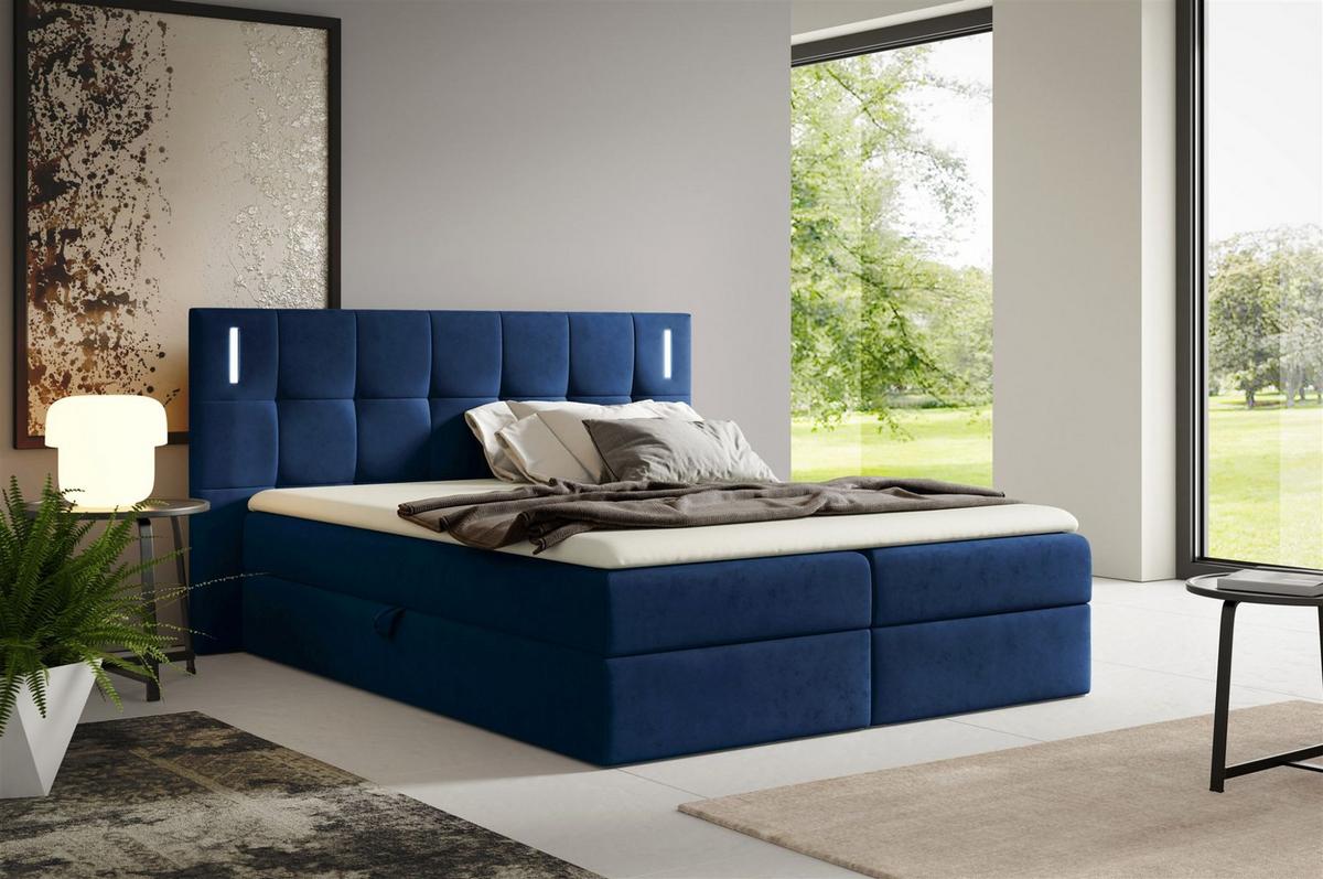 BOXBETT Martim Premium - Blau, Holzwerkstoff/Textil (120/200cm) - Fun Möbel
