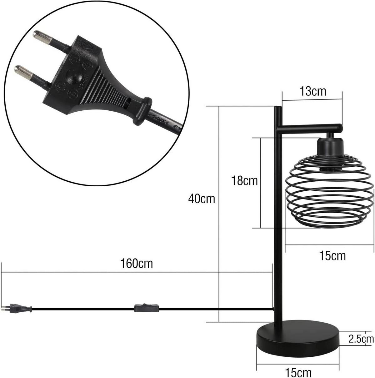 TISCHLAMPE Thaddeus 15/20/42.6 cm - Schwarz, Metall (15/20/42.6cm) - ZMH