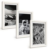 BILDER SET 3er Set - 20x30 cm Weißer Rahmen - NASA-Fotos vom Mond Astronaut - Weiß, Kunststoff (20/30cm) - TULUP