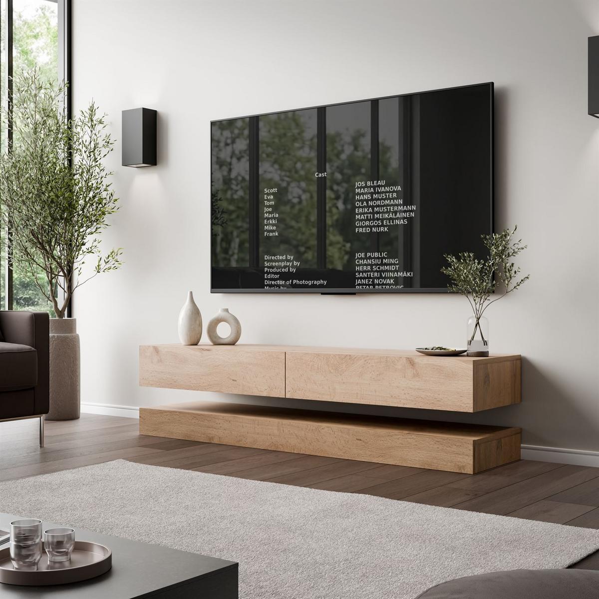 TV-RACK SKY 140 cm, Wotan Eiche - Eiche Wotan, Holzwerkstoff (140/25/34cm) - Lookway