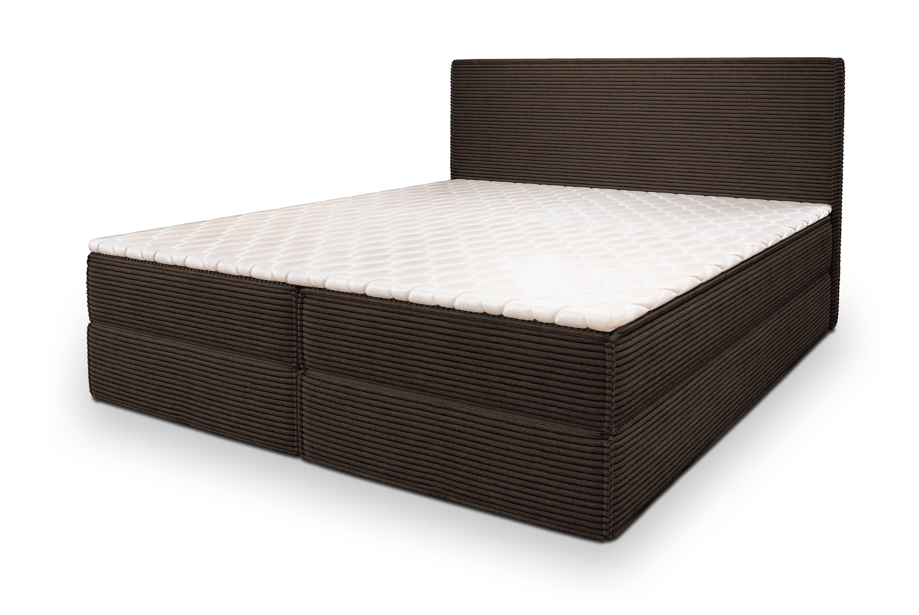 BOXBETT PELLIO 140x200 cm mit Matratze und Topper - Braun - Braun, Holz (140/200cm) - MASSENO