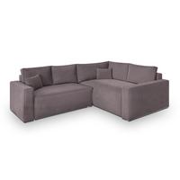 ECKSOFA ERONIS R-S Lila Velours-Stoff mit Schlaffunktion - Lila, Holz (265/194cm) - MASSENO