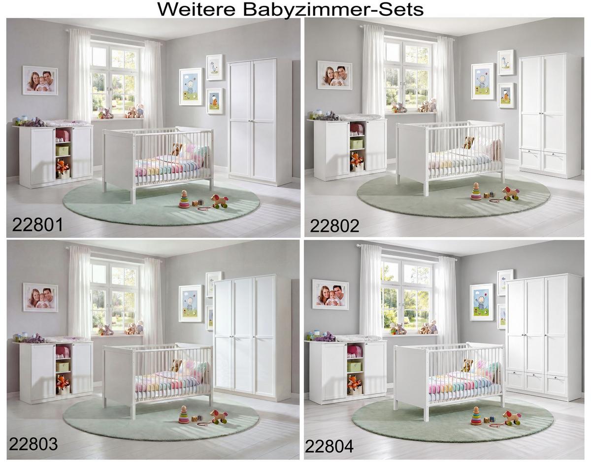 BABYZIMMER-SET 2-teilig: Babybett & Wickelkommode mit Soft-Close-Funktion, Landhausstil Weiß / 22800 - Silberfarben/Weiß, Holzwerkstoff/Metall (76/83/146cm) - luma-home