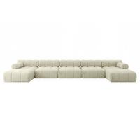 WOHNLANDSCHAFT modulares Sofa Tesso-U3 - 475x160x70 cm Beige Velours - Beige, Holzwerkstoff/Textil (475/70/160cm) - ALTDECOR