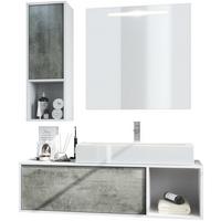 BADMÖBELSET La Costa Fronten in Beton Dunkel Optik - Dunkelgrau, Holzwerkstoff (126.5/190/46cm) - Vladon