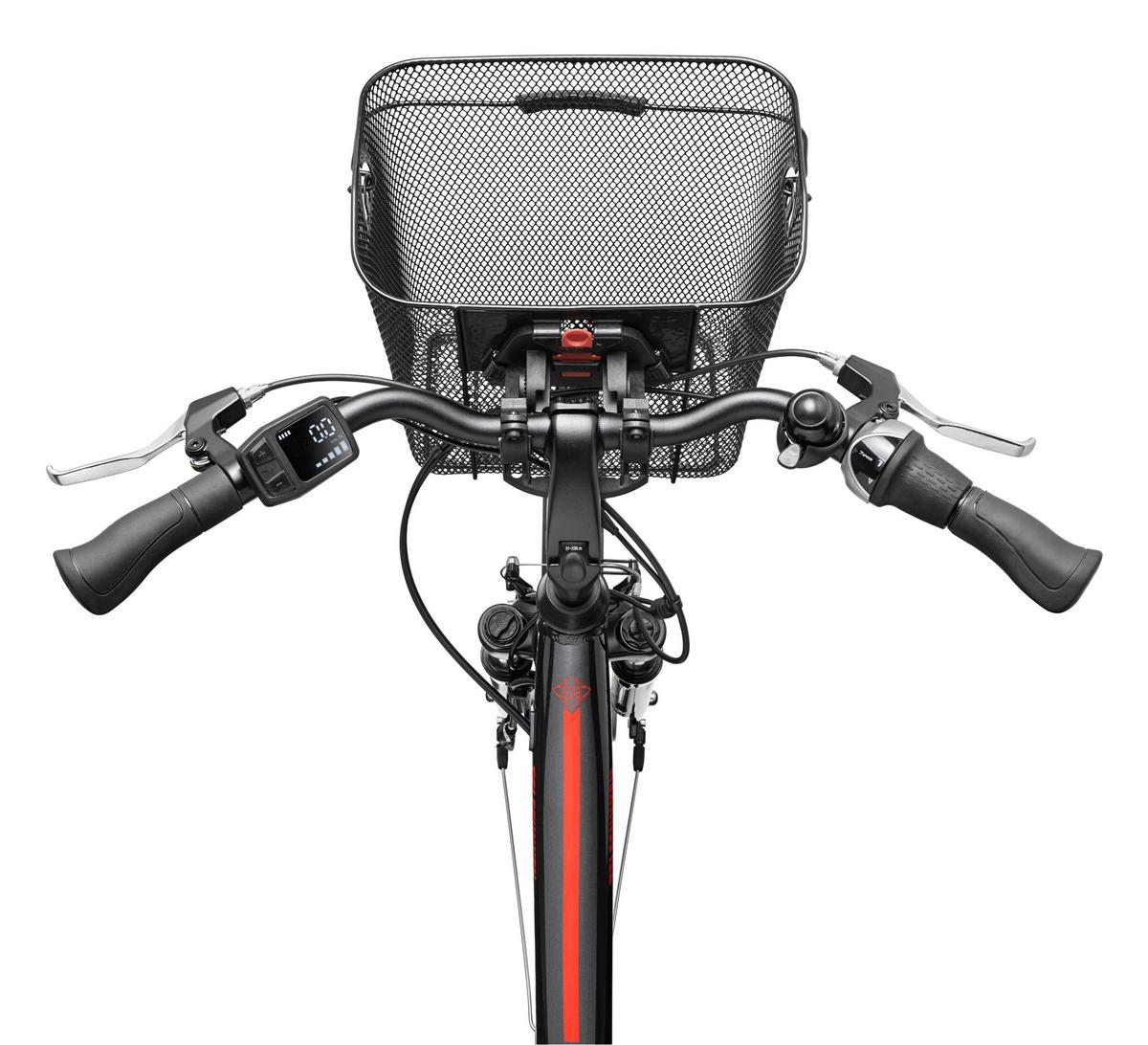 E-BIKE Cityrad Multitalent RC657 28 Zoll Elektrofahrrad 536,5 Wh Frontmotor 7-Gang-Kettenschaltung - Anthrazit, Metall (110cm) - Telefunken