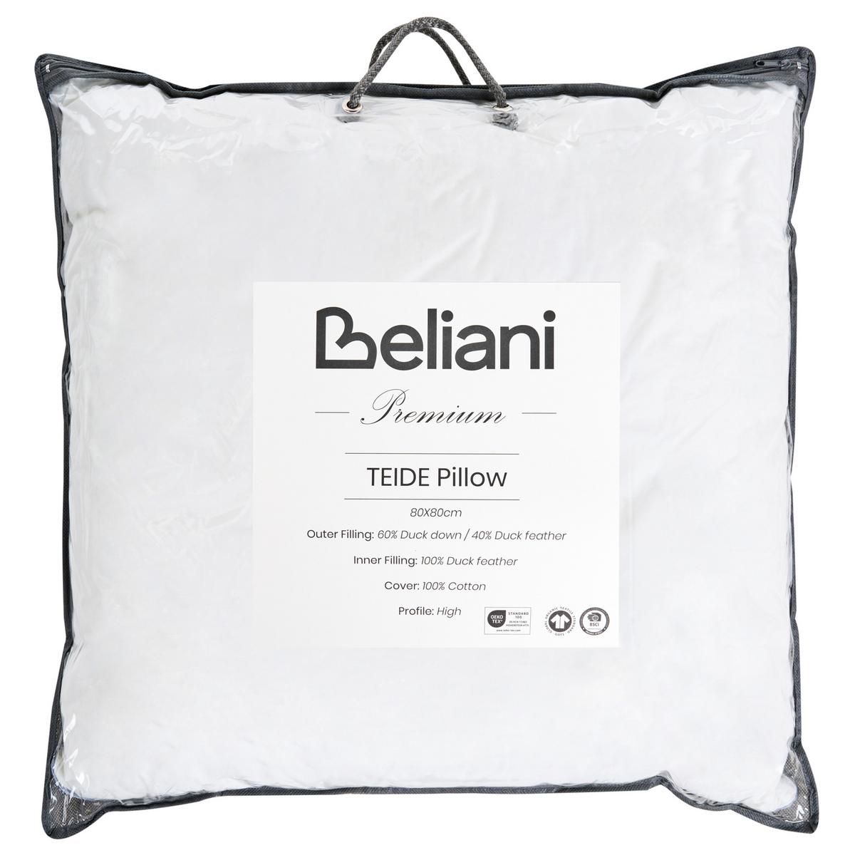 KOPFKISSEN Weiß Hoch 80/80 cm Teide - Weiß, Naturmaterialien (80/80cm) - Beliani