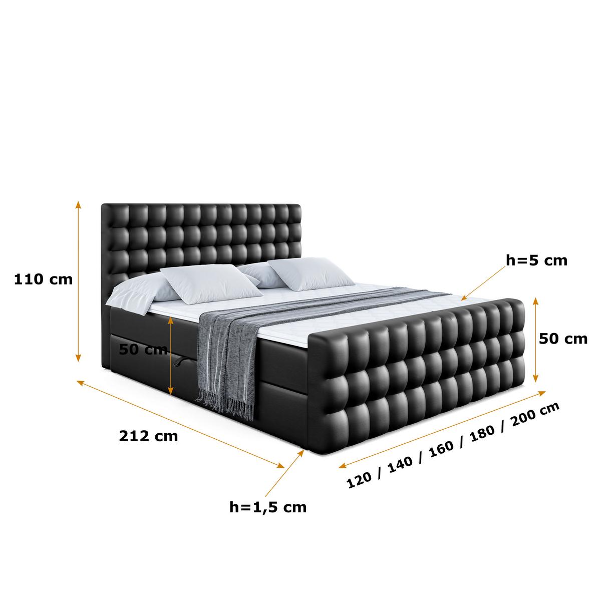 BOXBETT VIONE-Z - 180 x 200 - H4 - Schwarz Hochglanz - Schwarz Hochglanz, Holzwerkstoff (180/200cm) - ALTDECOR