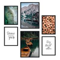 POSTER Set Mit 6 Winterberg Wandbild A3 & A4 Schwarzer Rahmen - Schwarz, Papier (29/3cm) - Nacnic