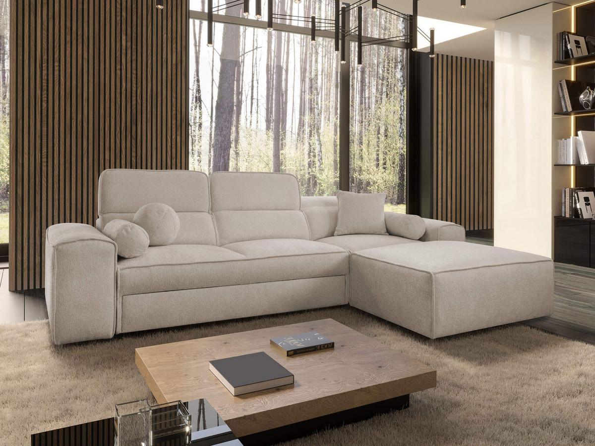 ECKSCHLAFSOFA Vito I, Seite: Rechts - Hellbraun, Holz/Textil (276/187cm) - MIRJAN24