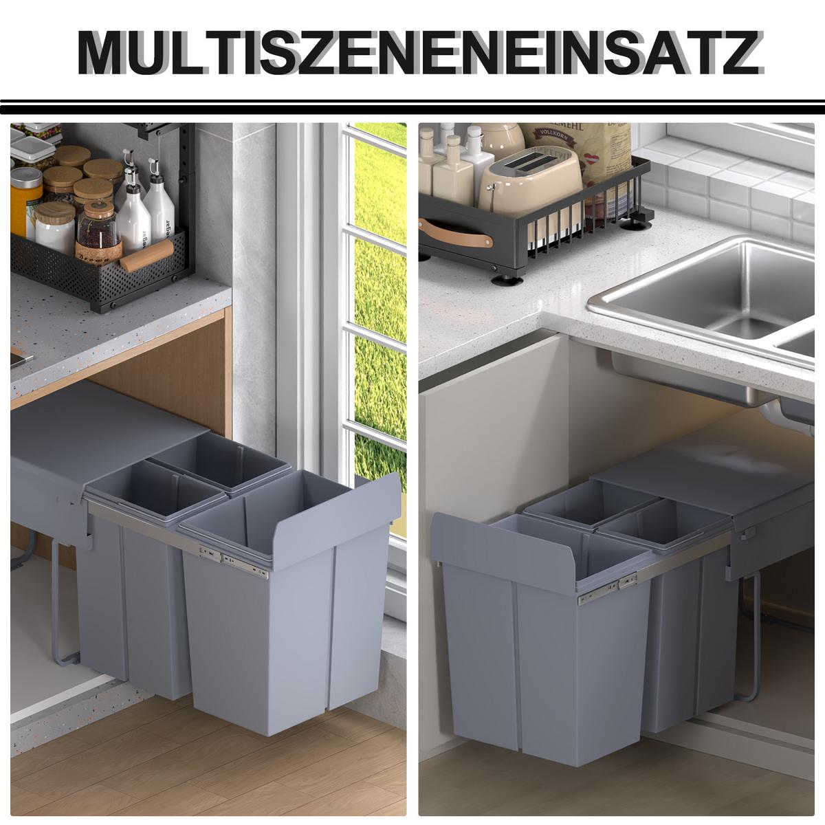 ABFALLEIMER aus Kunststoff Metall Grau - Grau, Metall (34.2/41.8/48cm) - HOMCOM