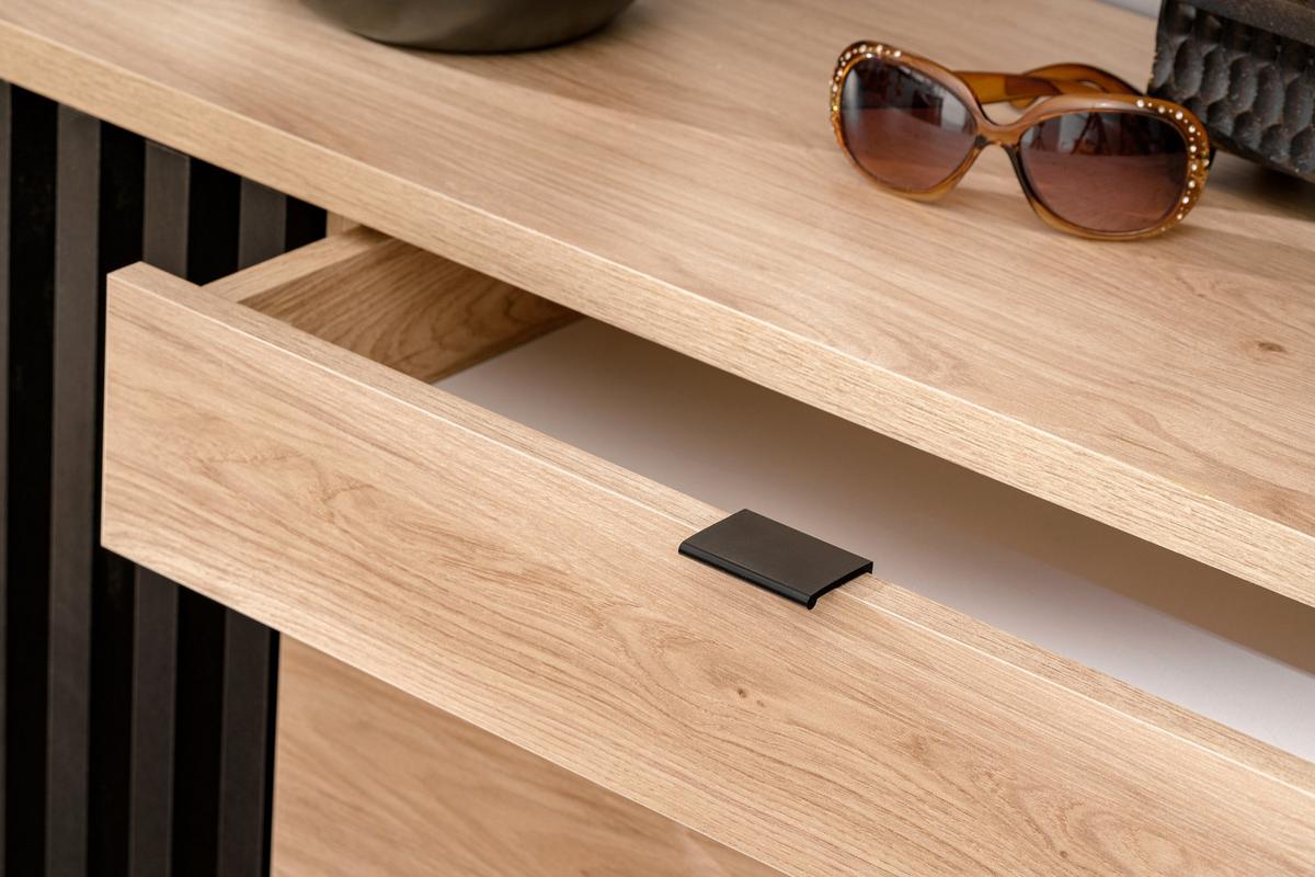 SCHUHSCHRANK Eiche Jackson, schwarz 90 cm, Schuhkommode mit Kippern - Eichefarben/Schwarz, Holzwerkstoff/Kunststoff (90/94/35cm) - Furn.Design