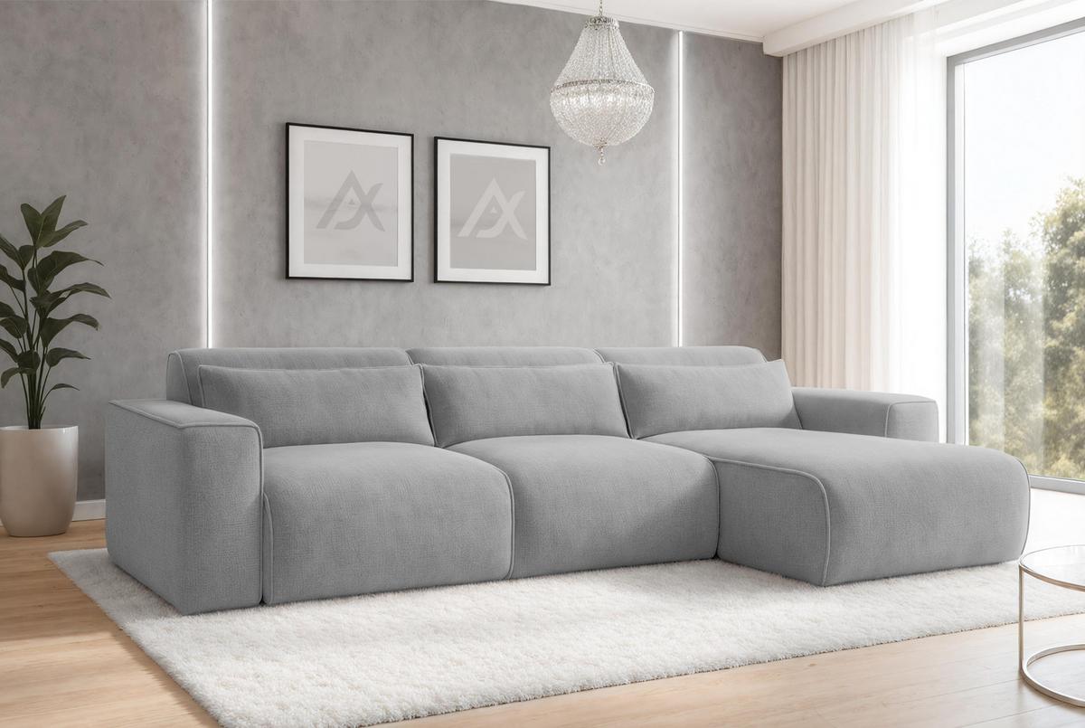 ECKSOFA L Form Ruyam Dunkelgrau 310/165/78 cm – Schlaffunktion Rechts - Dunkelgrau/Schwarz, Kunststoff/Textil (310/170cm) - AX Living