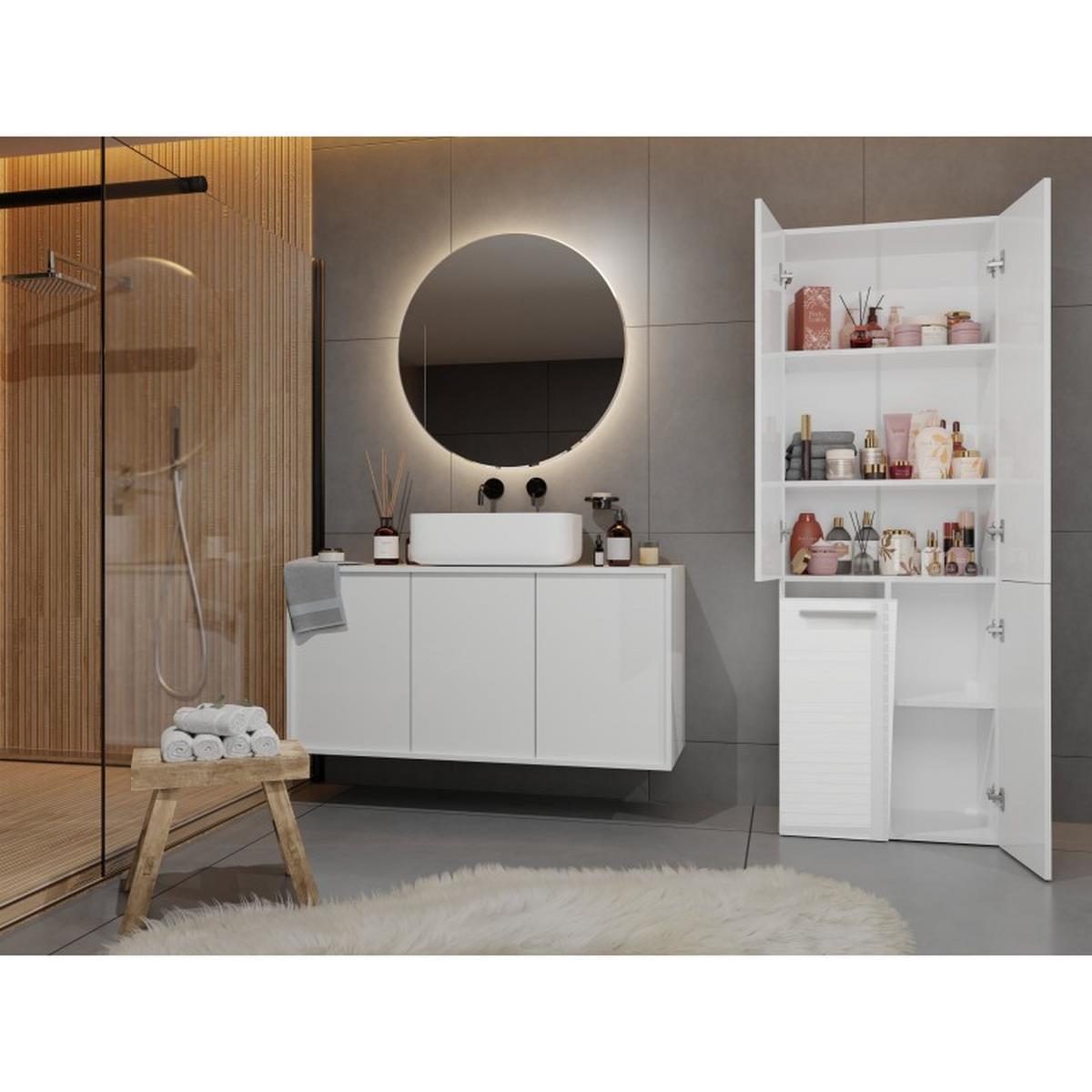 BADEZIMMERSCHRANK Weiß, Hochglanz Weiß 60/174/30 - Weiß, Holzwerkstoff (60/174/30cm) - RAUMHIRSCH FURNITURE
