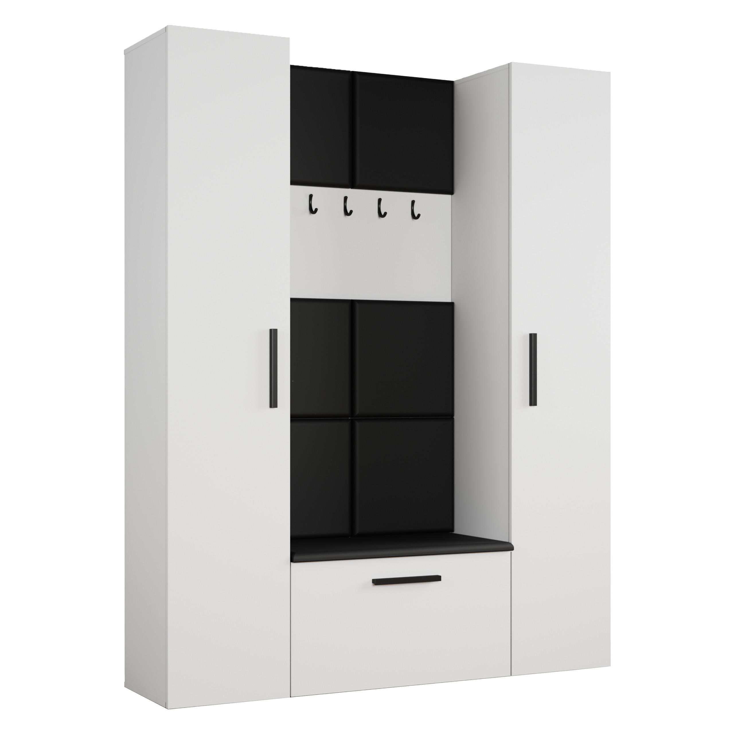 GARDEROBENSCHRANK MODULO 160,6/204/40 cm Modern Garderobe-Set Weiß - Schwarz/Weiß, Holzwerkstoff (160.6/204/40cm) - MASSENO