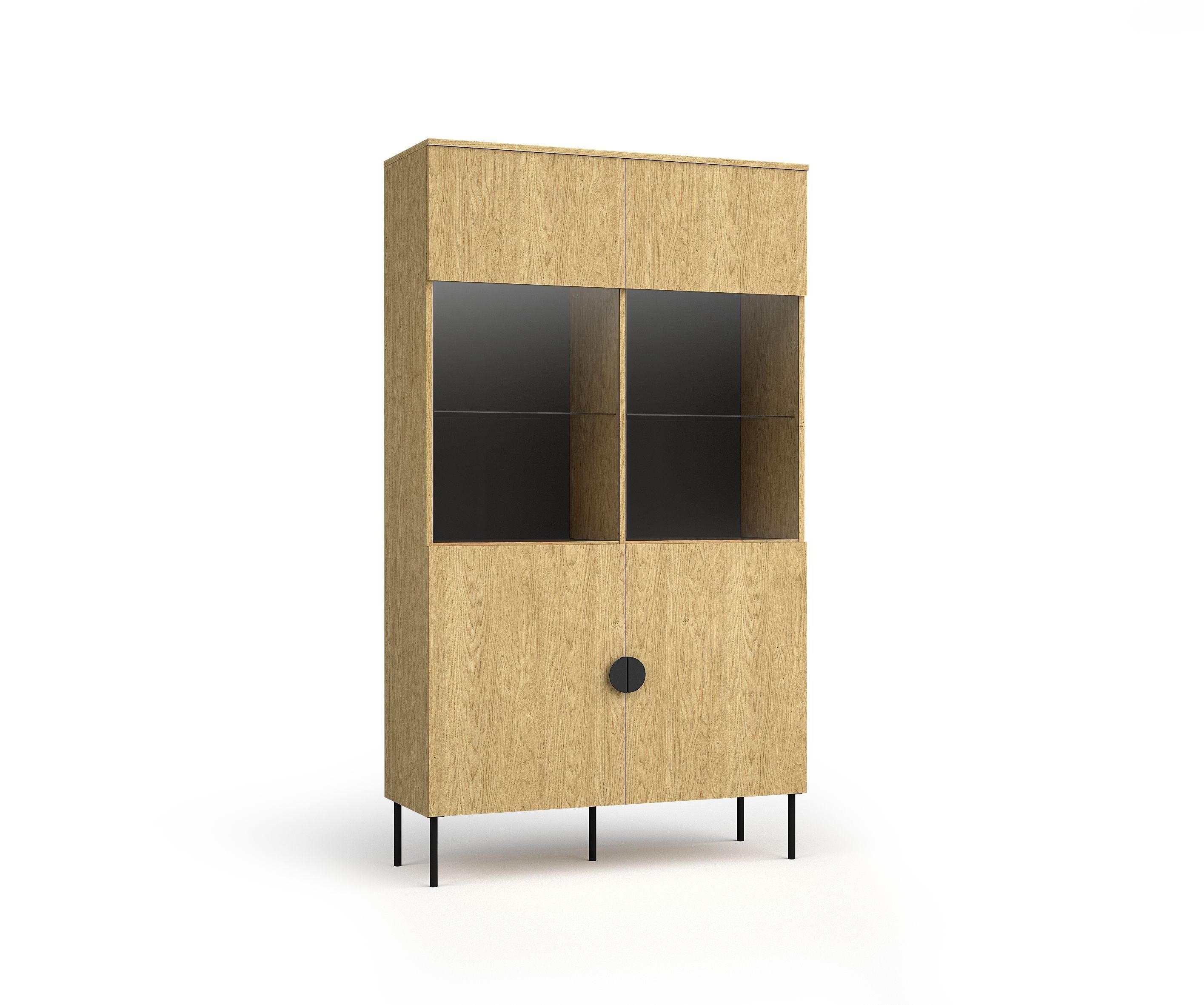 VITRINE AXIS 187,6/106,6 cm in Eichefarben - Braun, Holzwerkstoff (106.6/187.6/40cm) - MASSENO