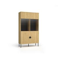 VITRINE AXIS 187,6/106,6 cm in Eichefarben - Braun, Holzwerkstoff (106.6/187.6/40cm) - MASSENO