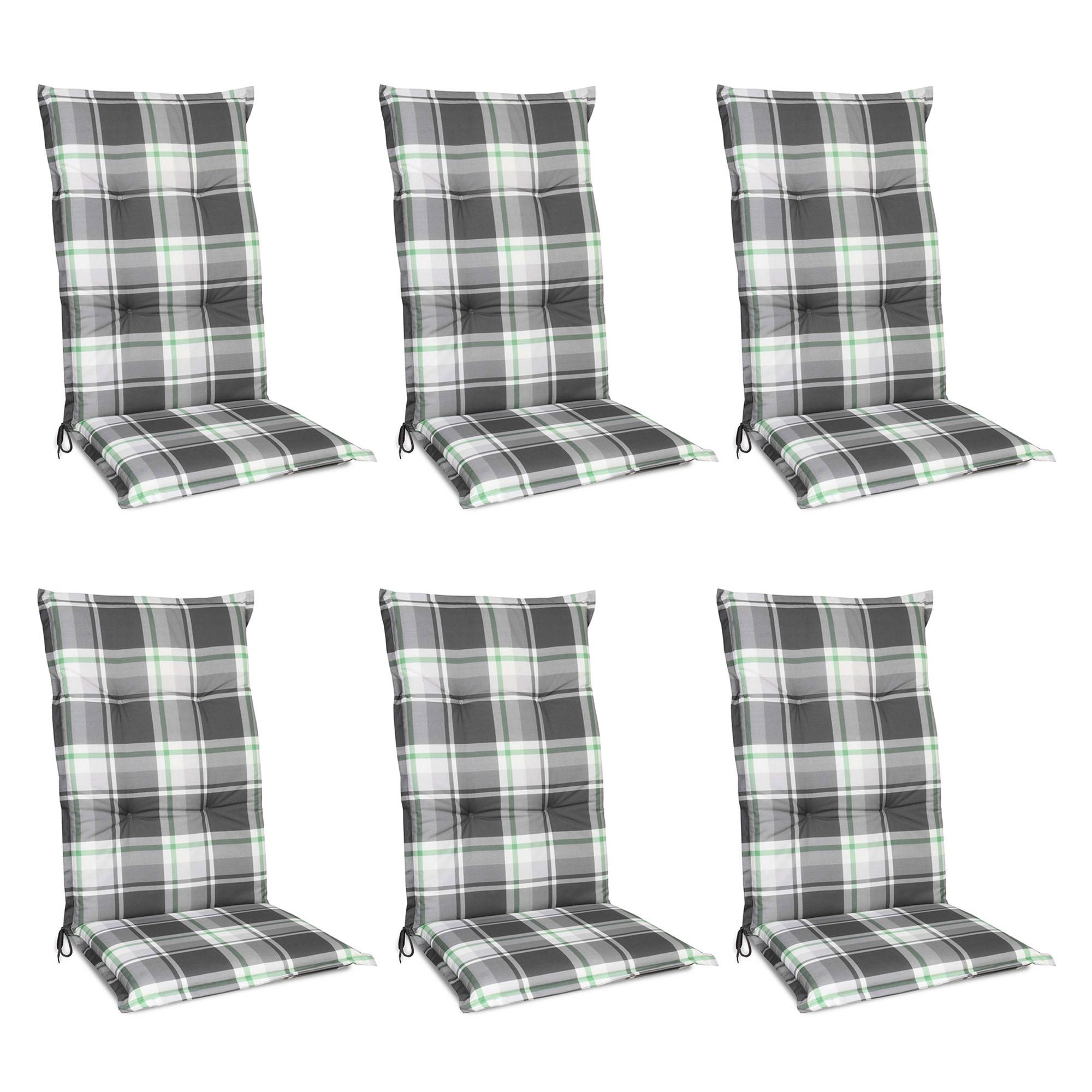 HOCHLEHNERAUFLAGE Sunny MK 120/50/6cm Mintgrün-Kariert 6tlg - Mintgrün, Textil (50/6/120cm) - Beautissu 