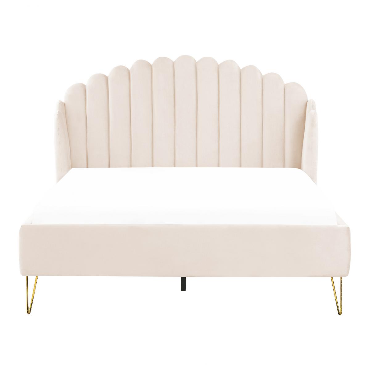 POLSTERBETT 140/200cm Helles Beige Ambillou - Beige, Textil (140/200cm) - Beliani