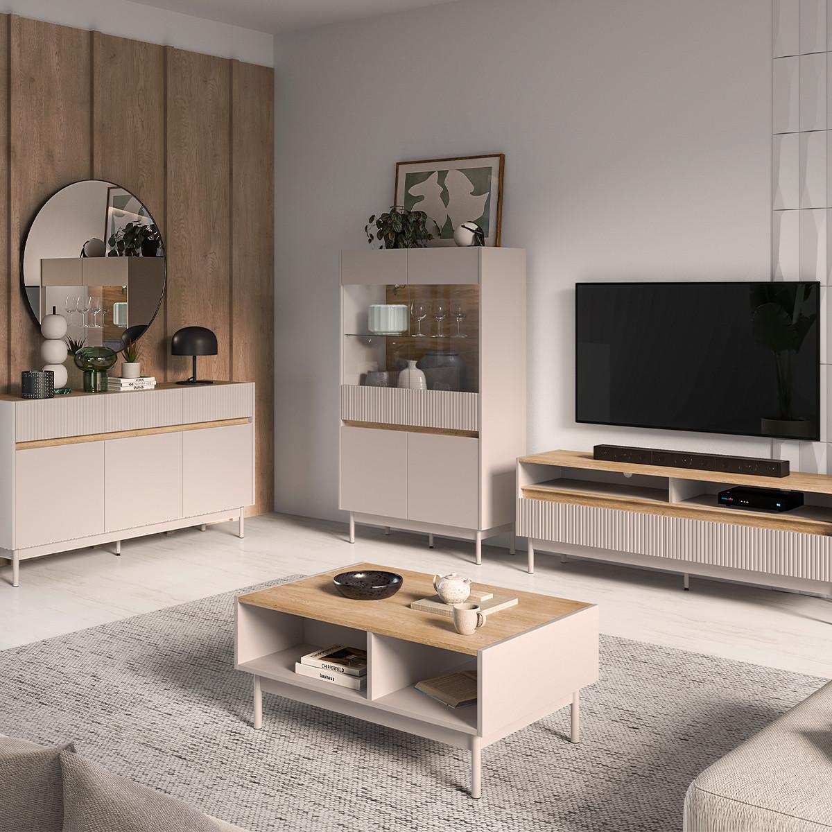 COUCHTISCH Connie Kaschmir und Holz - Beige, Holzwerkstoff (60/89.8/40cm) - Petits-meubles