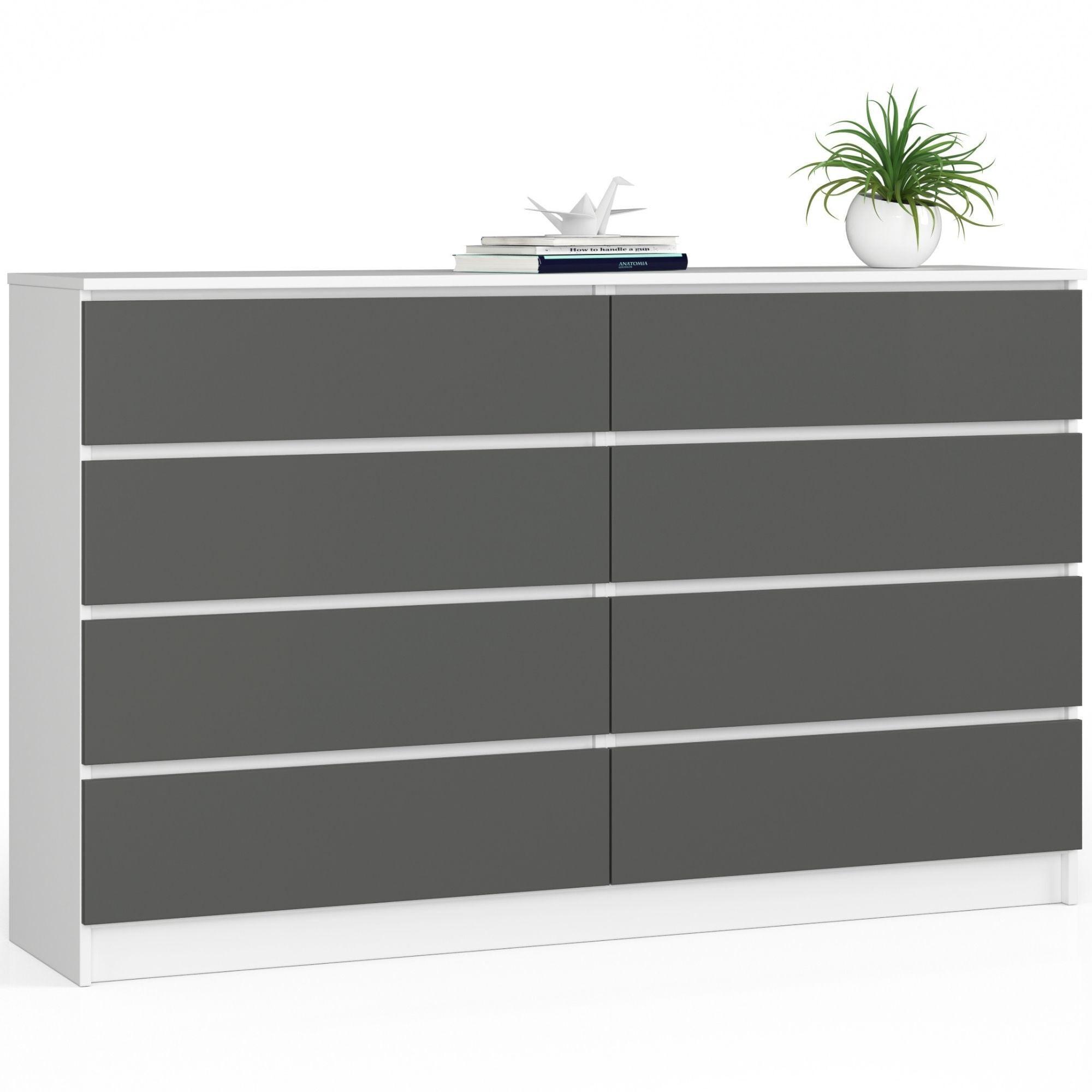 KOMMODE Weiß, Graphit Grau 99/160/40 - Weiß, Holzwerkstoff (160/99/40cm) - RAUMHIRSCH FURNITURE