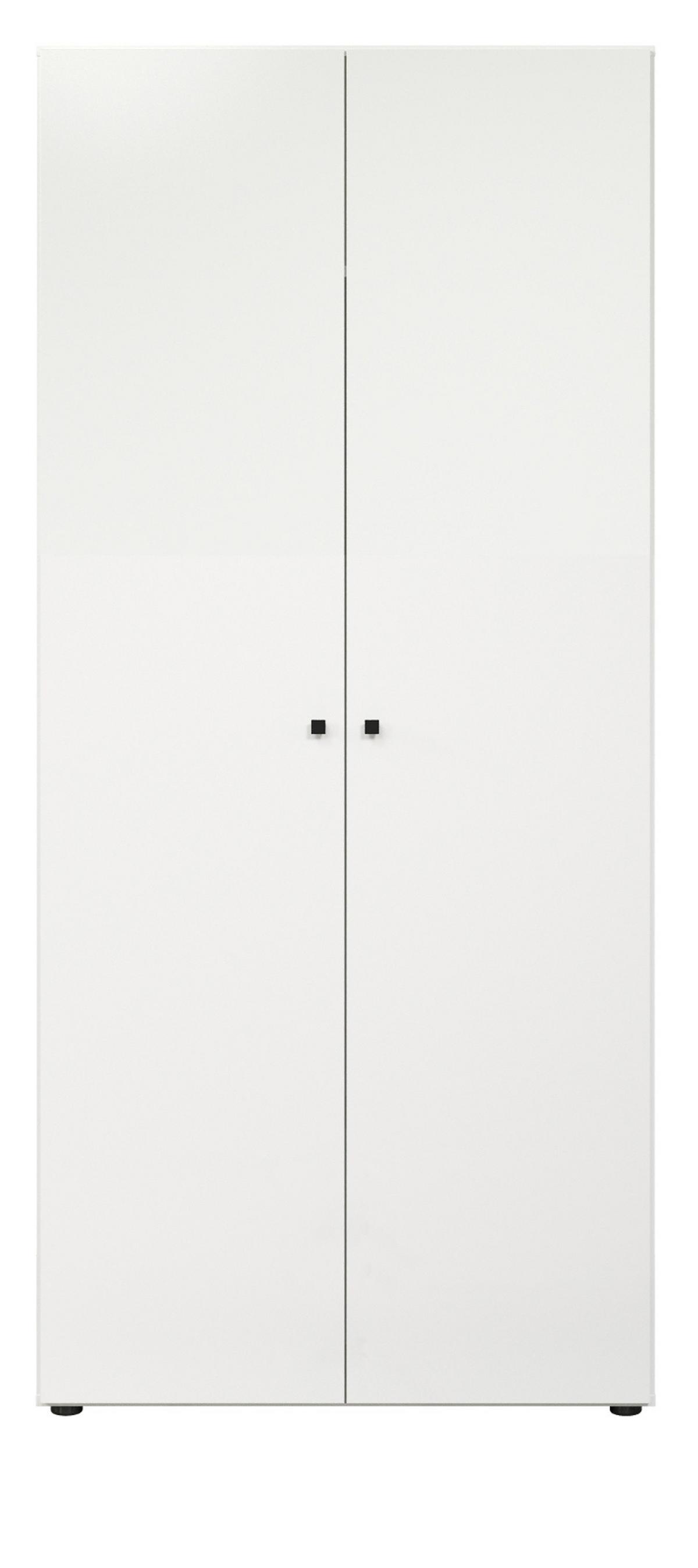 KLEIDERSCHRANK weiß 81 x 176 cm, Drehtürenschrank 2-türig - Schwarz/Weiß, Holzwerkstoff/Kunststoff (81/176/51cm) - Top.Furn