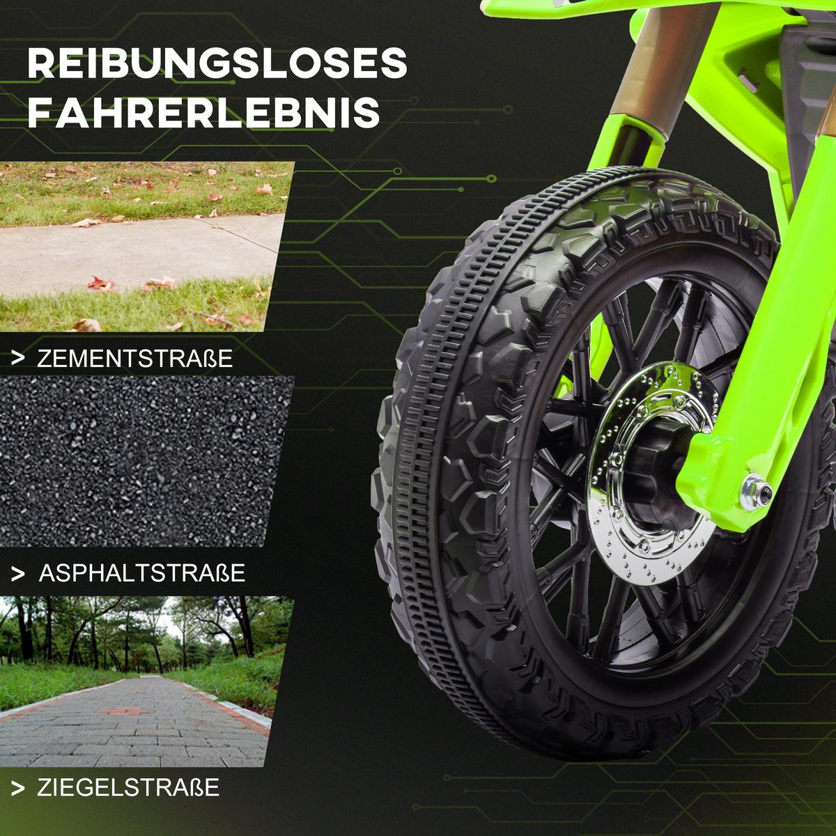 KINDER Elektro-Motorrad 12V Kindermotorrad 3 km/h 3-8 Jahre Kinder Grün - Grün, Kunststoff (105/57/62cm) - AIYAPLAY