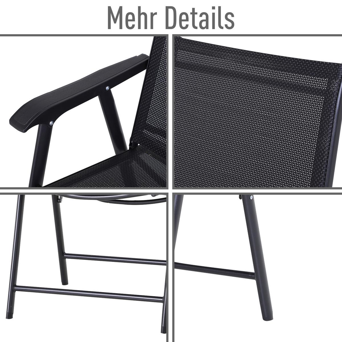 KLAPPSTUHL mit Armlehne 2er-Set Campingstuhl Angelstuhl Metall Schwarz - Schwarz, Metall (64/94/58cm) - Outsunny