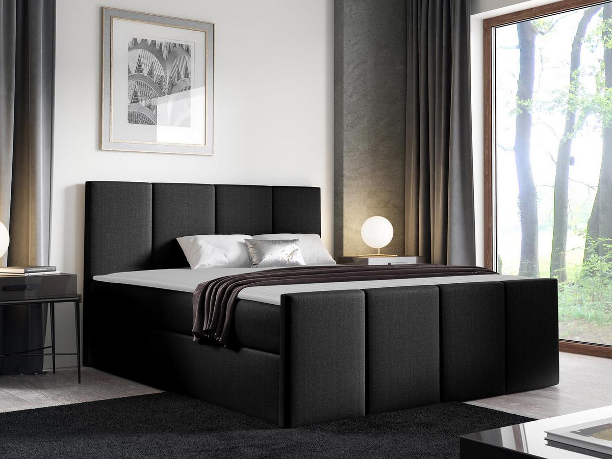 BOXBETT Lars - H3 - Schwarz Hochglanz, Holz (160/200cm) - MIRJAN24