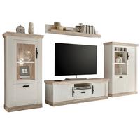 WOHNWAND Pinie weiß, Oslo Pinie Landhaus, Schrankwand 4-teilig, 352 x 170 cm - Anthrazit/Weiß, Holzwerkstoff/Metall (352/170/44cm) - Furn.Design