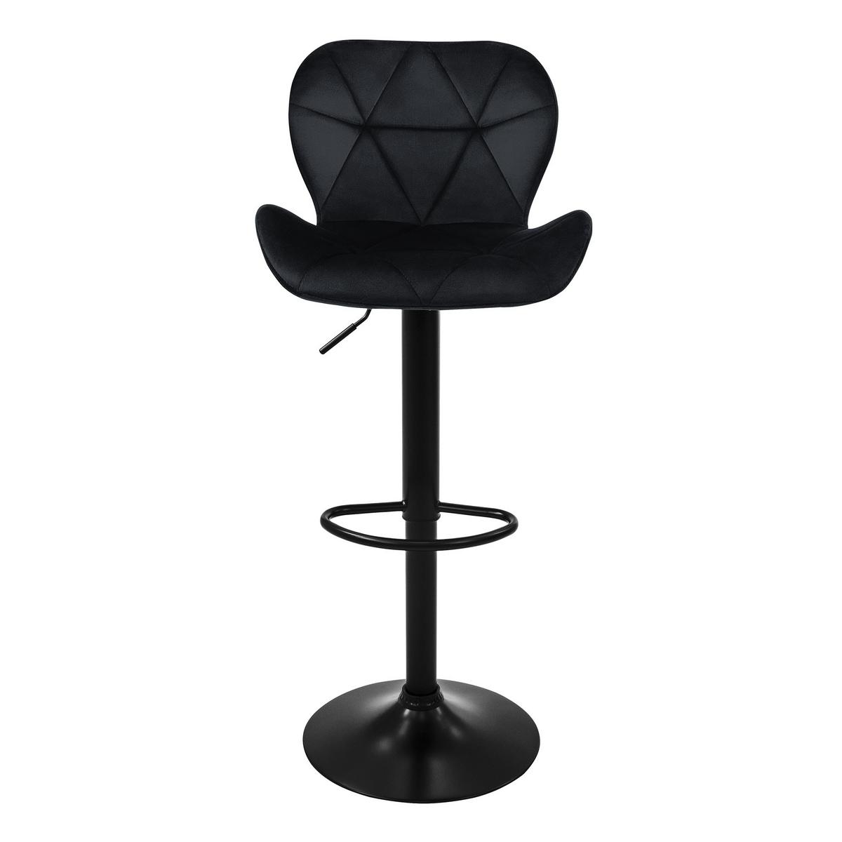 BARHOCKER 2er Set Schwarz aus Samt höhenverstellbar/drehbar - Schwarz, Textil/Metall (41/110/47cm) - ML-DESIGN