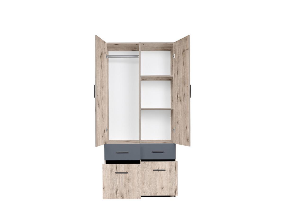 KLEIDERSCHRANK Eiche Wellington, Graphit 91/198/54 - Eichefarben/Graphitfarben, Holzwerkstoff (91/198/54cm) - RAUMHIRSCH FURNITURE