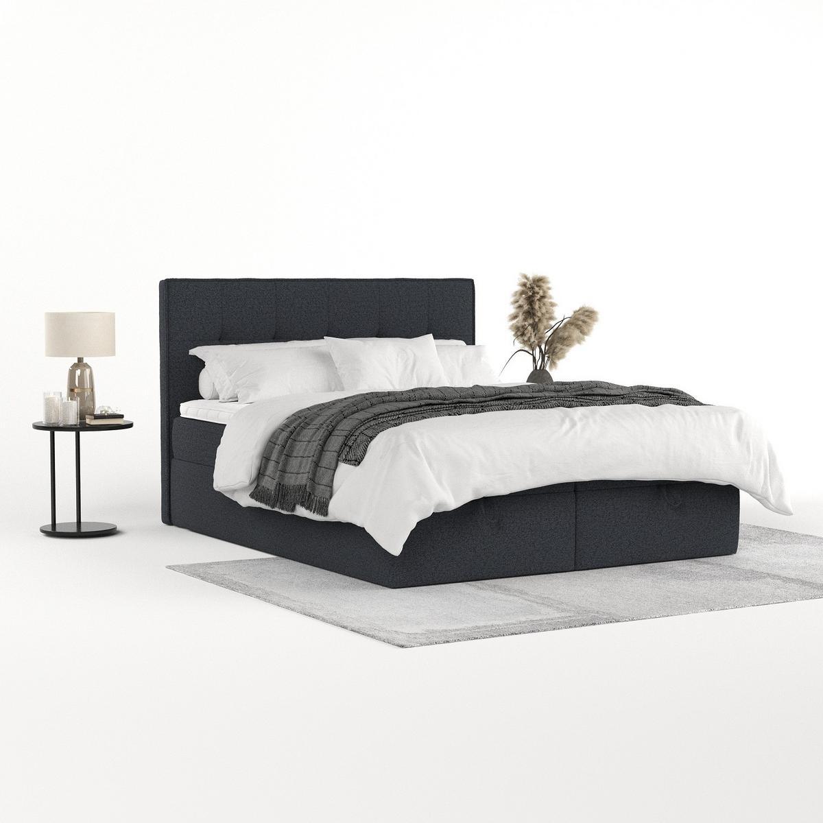BOXBETT Tivra 160/200 cm Anthrazit im Riva Stoff - Anthrazit/Schwarz, Holz/Holzwerkstoff (160/200cm) - AltaBeds