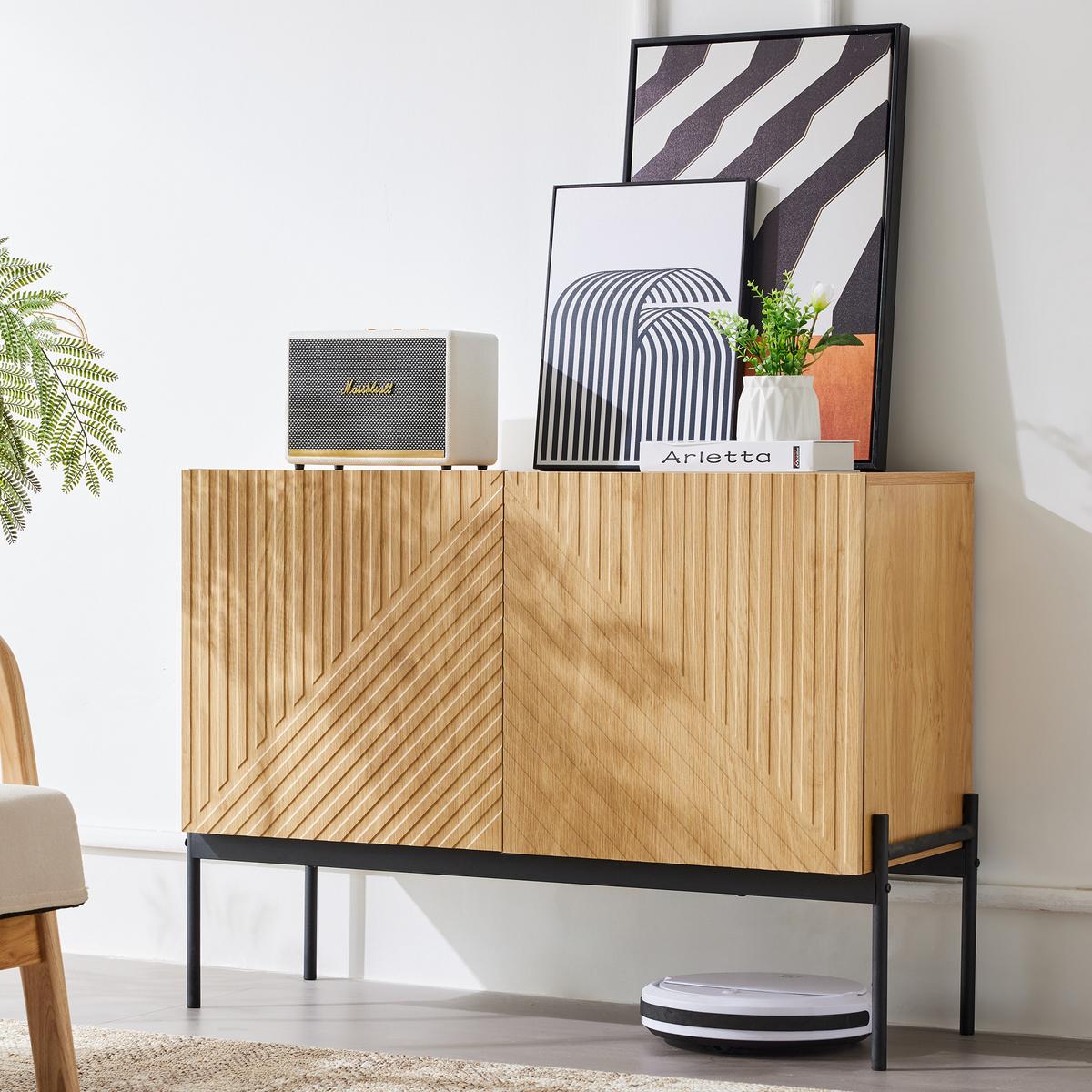 SIDEBOARD aus Eiche, 100/40/75 cm - Braun, Holzwerkstoff/Metall (40/70/100cm) - Urban Meuble